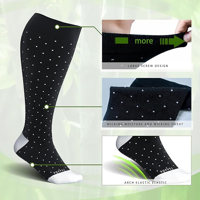 LEVSOX Wide Calf Compression Socks for Women&Men Plus Size 15-20mmHg Knee High Large Support Stockings for Circulation - Image 4