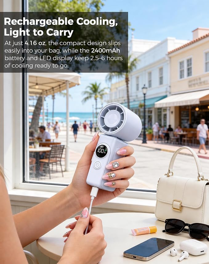 Hotsales Clip-On Portable Fan for Strollers, Handheld Turbo Fan for Travel | Small But Mighty Mini Fan, Detachable 360° Rotating Clip, LED Display, Rechargeable, Summer Outings, Gifts For Women And Men - Image 7