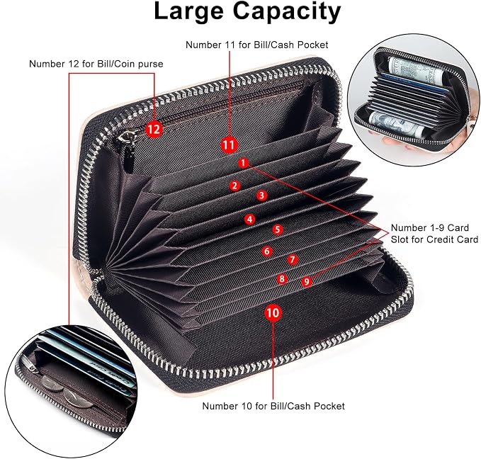 Credit Card Wallet, RFID Card Case Wallet, Zipper Card Cases Holder for Men Women, RFID Blocking, KeyChain Wallet, Compact Size Card Organizer Case for Women - Image 2