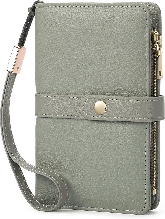 Small Wallet Women RFID Blocking Vegan Leather Slim Thin Bifold Credit Card Wallet Passport Holder Ladies Travel Wallet Mini Purse with Zipper Pocket by YJ-NEFELI