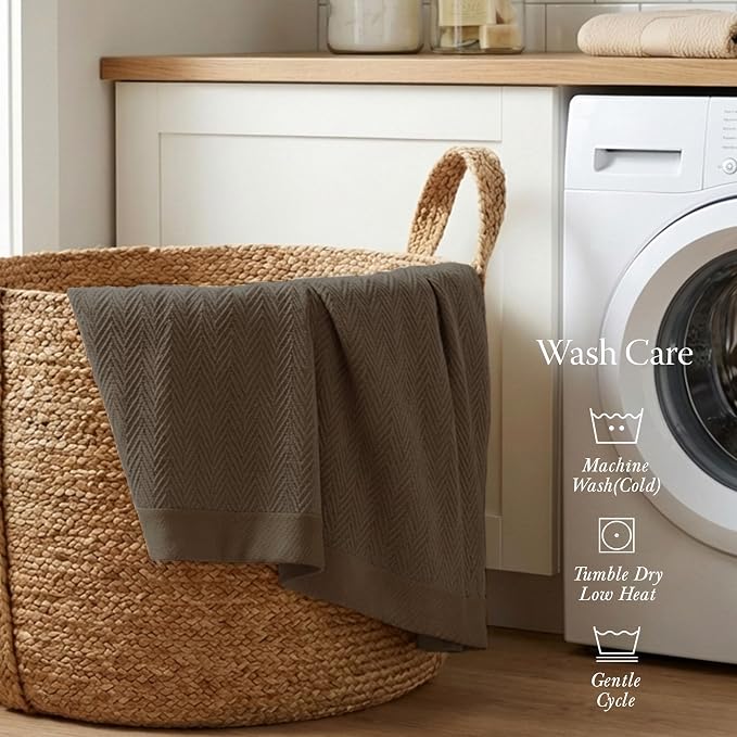 Threadmill Luxury Cotton Blankets for King Size Bed | All-Season Cozy 100% Cotton King Size Blanket | Herringbone Soft Fall Thermal Blanket fits California King Size Bed | Espresso - Image 5