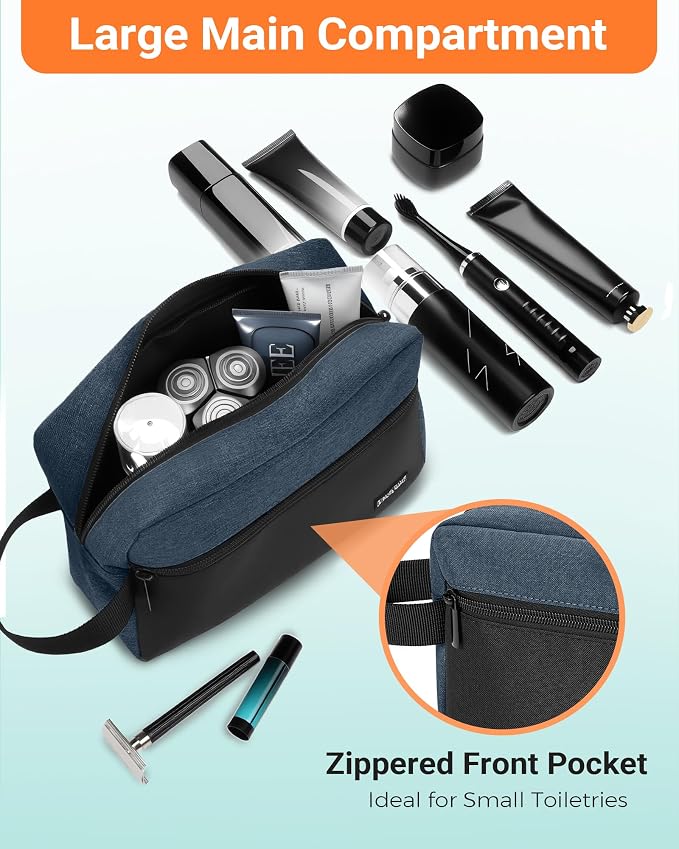 Elviros Travel Toiletry Bag for Men Hanging Toiletries Dopp Kit Small Bathroom Hygiene Tool and Medicine bag for Traveling Essential Shaving Pouch,Gifts for Men(Blue&Black) - Image 3