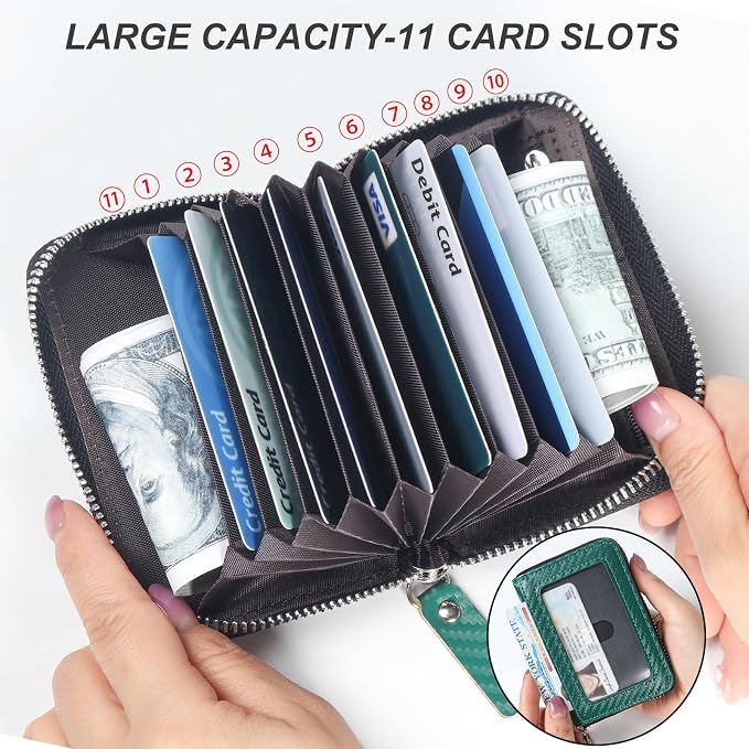 Credit Card Wallet, RFID Card Case Wallet, Zipper Card Cases Holder for Men Women, RFID Blocking, KeyChain Wallet, Compact Size Card Organizer Case for Women - Image 5