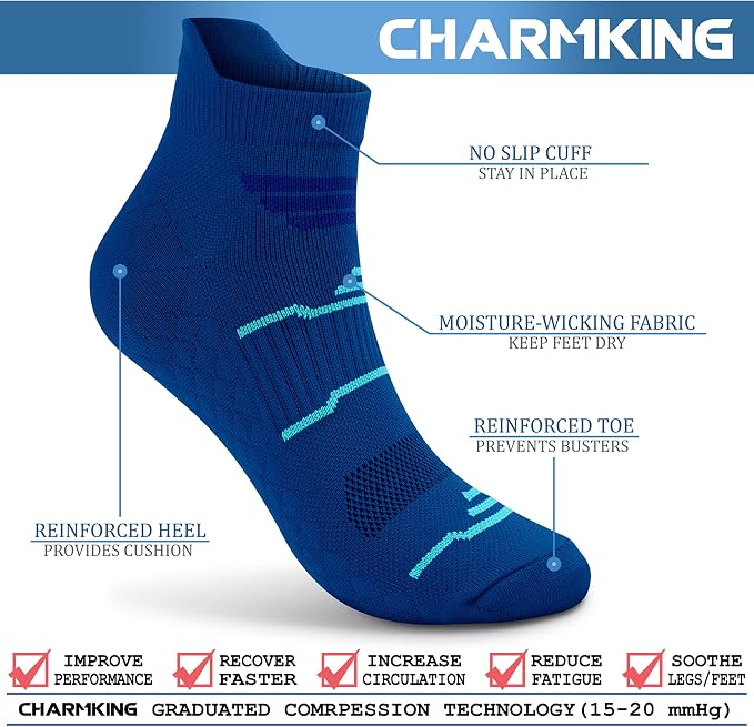 CHARMKING Compression Socks for Women & Men Circulation 15-20 mmHg is Best for Athletic Running Cycling Nurse Daily Wear - Image 4