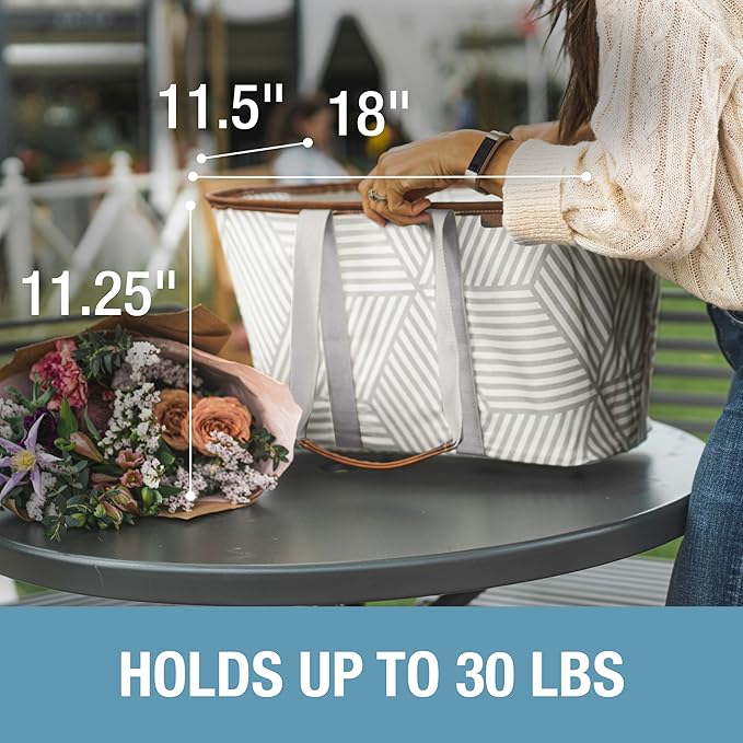 CleverMade Collapsible Tote LUXE, 30L Structured Tote Bag with Handles | Pack It All Without the Floppy-Bag Fight | Steel Rim Stays Open, Soft Grips Carry 30 lb, and Tote Folds to 1.5 Inches - Image 5