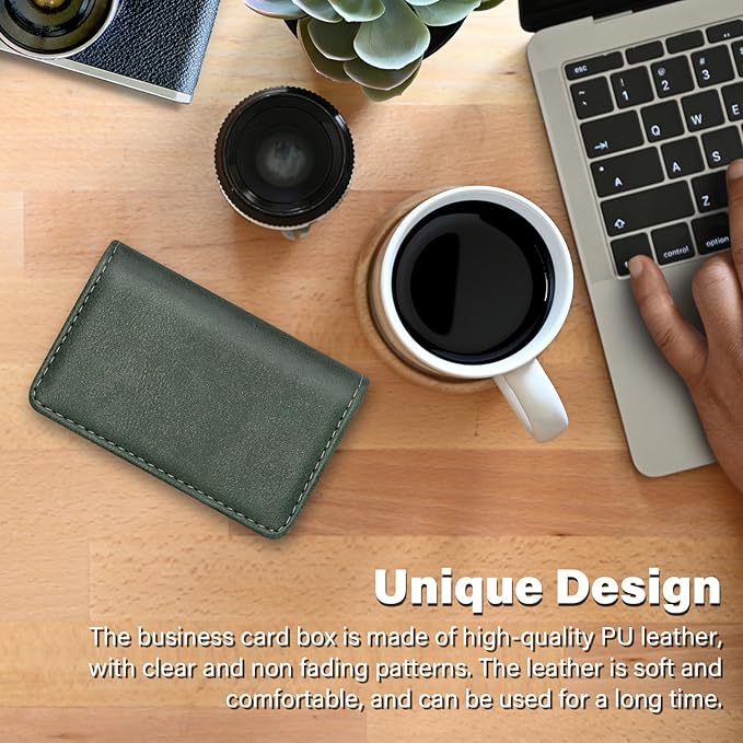 RFID Blocking Wallet - Minimalist Leather Business Credit Card Holder (12-Green) - Image 7