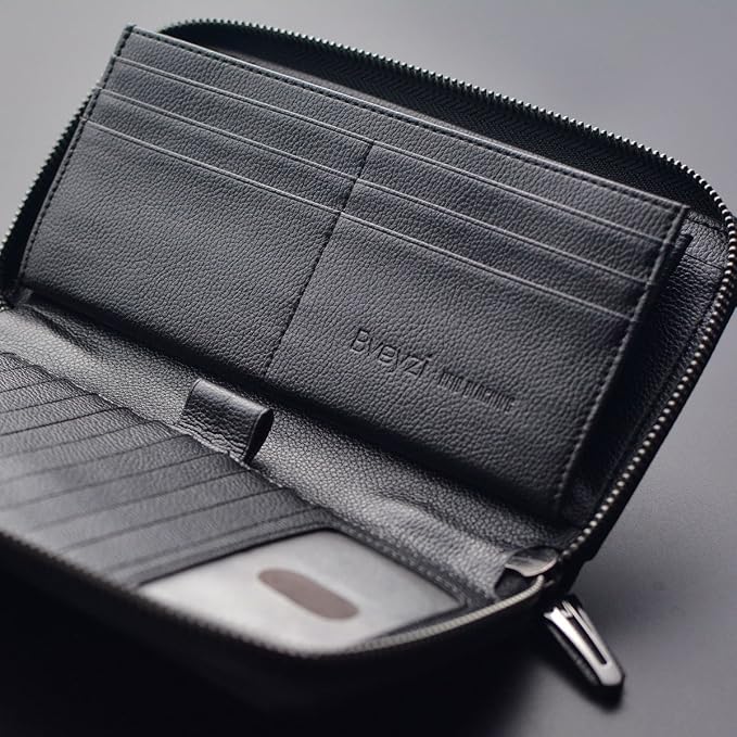Bveyzi Women RFID Blocking Wallet Leather Zip Around Phone Clutch Large Capacity Ladies Travel Purse Wristlet - Image 8