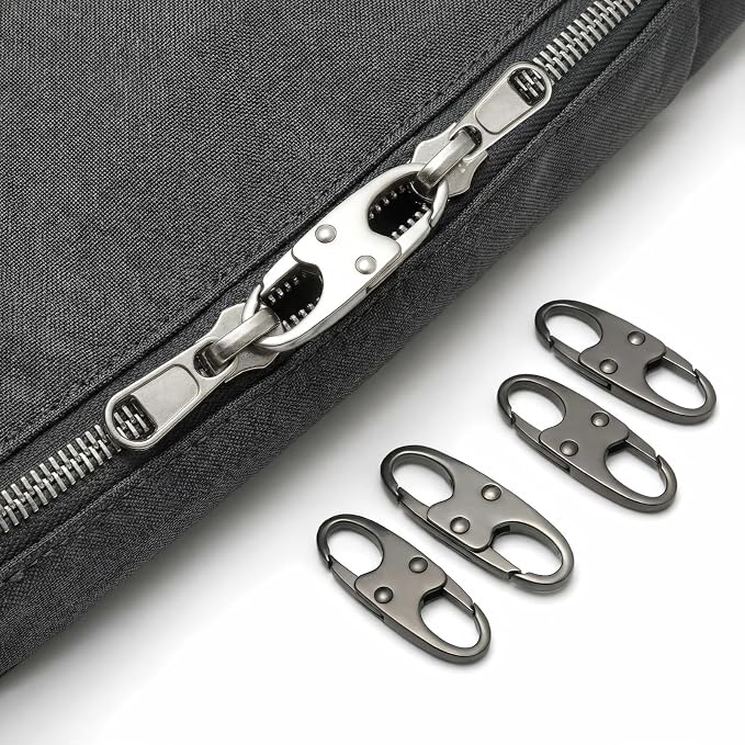 6 Pcs Anti Theft Zipper Clips, Elegant Zinc Alloy Small Carabiner Clip for Backpacks Purse Luggage, Double Opening Zipper Lock for Travel, Space Gray & Silver - Image 3