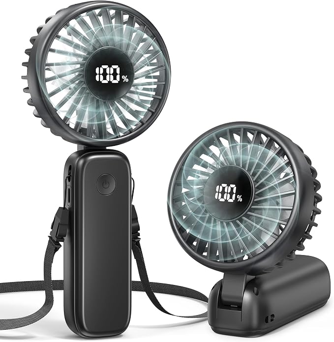Handheld Fan Foldable, 5000mAh Rechargeable Hand Fans with Powerful Cooling, 4 Speeds, LED Display, Portable Fan for Travel,Concerts,Makeup,Lash,Outdoor Events,Gifts Women by COMLIFE