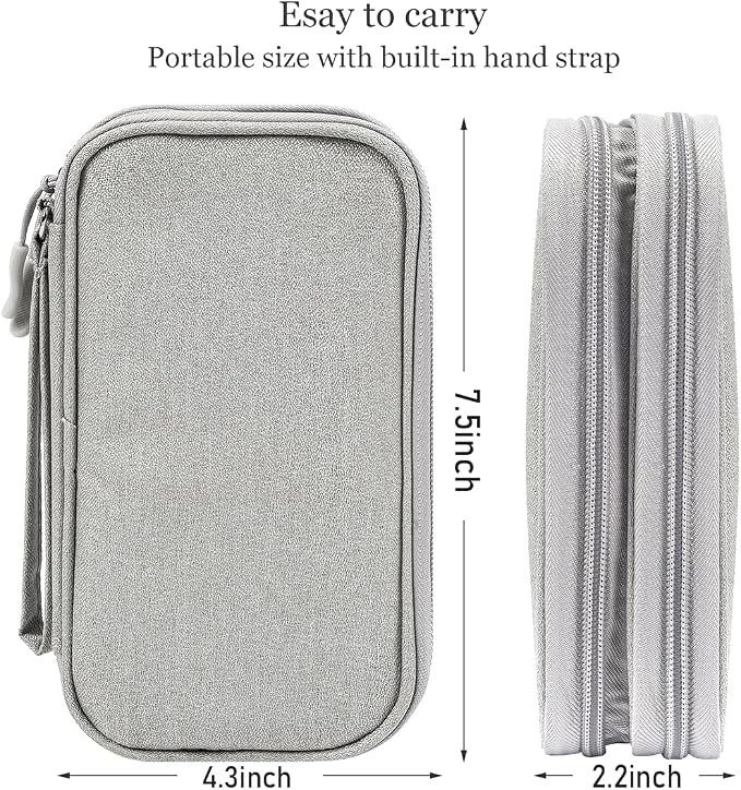 CAAORDKSO Electronic Organizer Travel Cable Accessories Case, Organizer Bag, Accessories Pouch for USB, Cord, Charger, Phone, Power Bank, Earphone (Light Grey, Medium) - Image 5