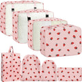 Packing Cubes for Travel - 8 Set Luggage Organizer Bags for Family, Mesh Breathable Packing Cubes for Suitcases Durable Travel Essentials Bags Set (Pink Strawberry) by YEEYAA