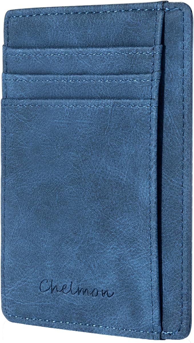 Chelmon Slim Wallet for Men, Minimalist Front Pocket RFID Blocking Credit Card Holder by Chelmon