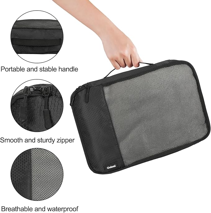 Packing Cubes for Travel Essentials,4 Set Packing Cubes for Suitcases,Lightweight Mesh Luggage Organizer Bag,Black - Image 3