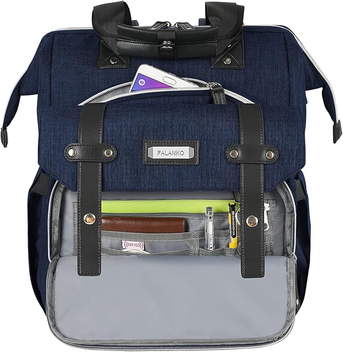 FALANKO Laptop Backpack for Women, Doctor Teacher Work Bookbag College Shoulder Bag with RFID Anti-theft, Nurse Travel Business Bag for Men Women Fit 15.6 Inch Computer - Image 5
