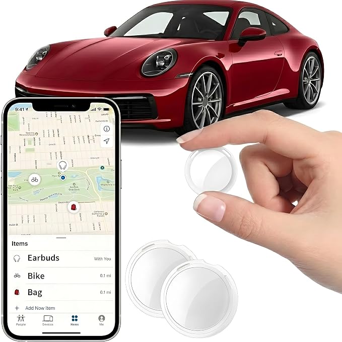 2 Pack GPS Tracker for Vehicles for Apple Find My Car Locator Tag iOS Only | Mini Real-Time Hidden Car Tracker Tag Undetectable Tracking Device for Car Global Coverage No Monthly Fee or SIM Required by CYBUDS