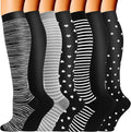 7 Pairs Copper Compression Socks for Men Women 20-30 mmHg Knee High Socks | S/M to XXL Fit, Copper Fiber, Graduated Compression, Circulation Support, Moisture Wicking, Tired Legs & Swelling Relief by DoubleCouple
