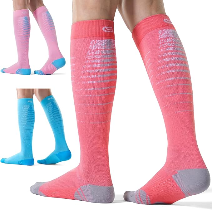 CS CELERSPORT 3/4 Pairs Compression Socks for Men Women Size 6-12 | Knee High Support Socks for Running Nurses Pregnancy Travel Daily Wear by CSCELERSPORT