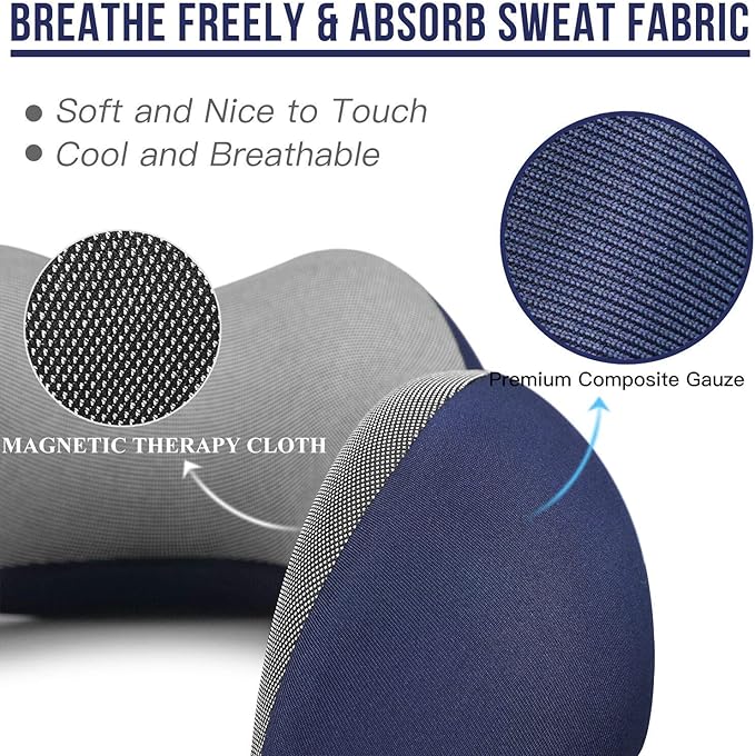 MLVOC Neck Pillow for Traveling, Upgraded 100% Pure Memory Foam Travel Neck Pillow for Airplane Flight Sleep, Breathable & Machine Washable Cover, Travel Kit with 3D Eye Mask, Earplugs & Bag, Blue | memor foam - Image 3