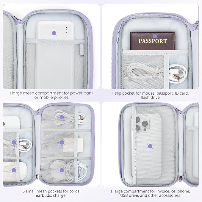 Skycase Tech Pouch - Lightweight Electronics Organizer Travel Case - Double Layers Cable Organizer - All-in-One Storage Bag for Charger, Cord, Phone, Flash Drive, Essentials - XL - Image 5