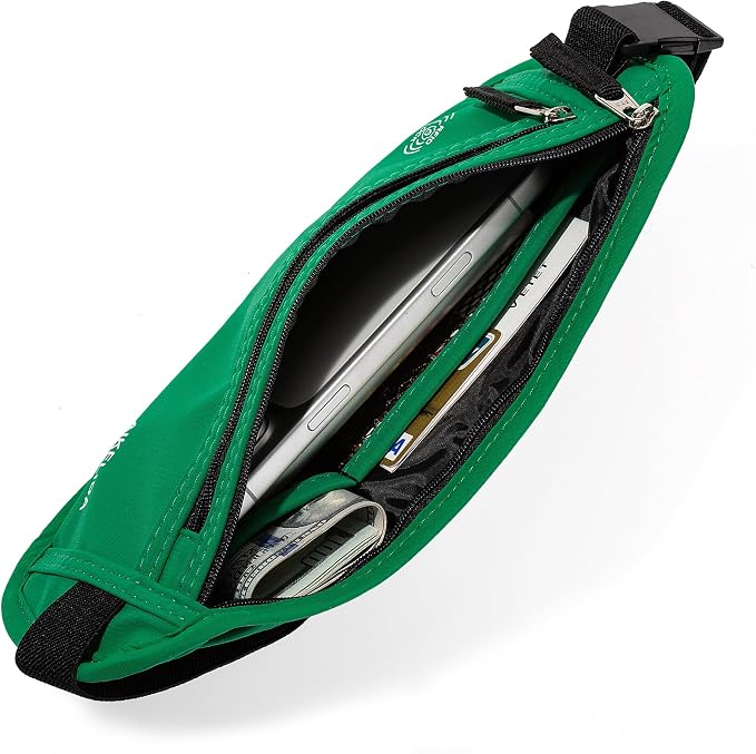 Money Belt - Slim Passport Holder RFID Blocking Travel Wallet Undercover Fanny Packs for Men Women - Green - Image 5