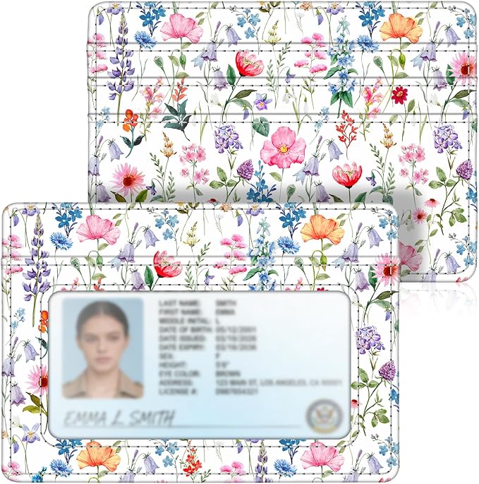 FINTIE Slim Minimalist Front Pocket Wallet RFID Blocking Credit Card Holder | Card Cases with ID Window for Men Women, flower fantasy by Fintie
