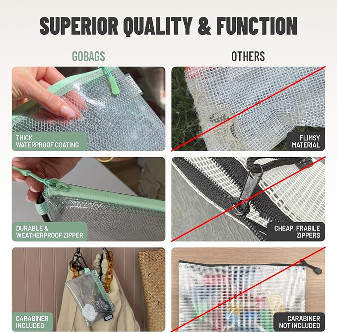 Air Production Multi‑Size Clear Zipper Pouch (4‑Pack) – Cable Organizer & Travel Gear Bag for Electronics, Camera Accessories, Tool Pouch & Small Tech Storage (Mint Green) - Image 5