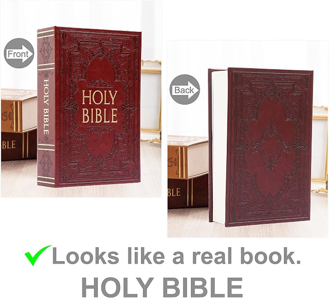 HOLY BIBLE Diversion Book Safe with Real Pages,Combination Lock Box,Secrect Hidden Money Safe 9.3''x6.1''x2.3'' - Image 7