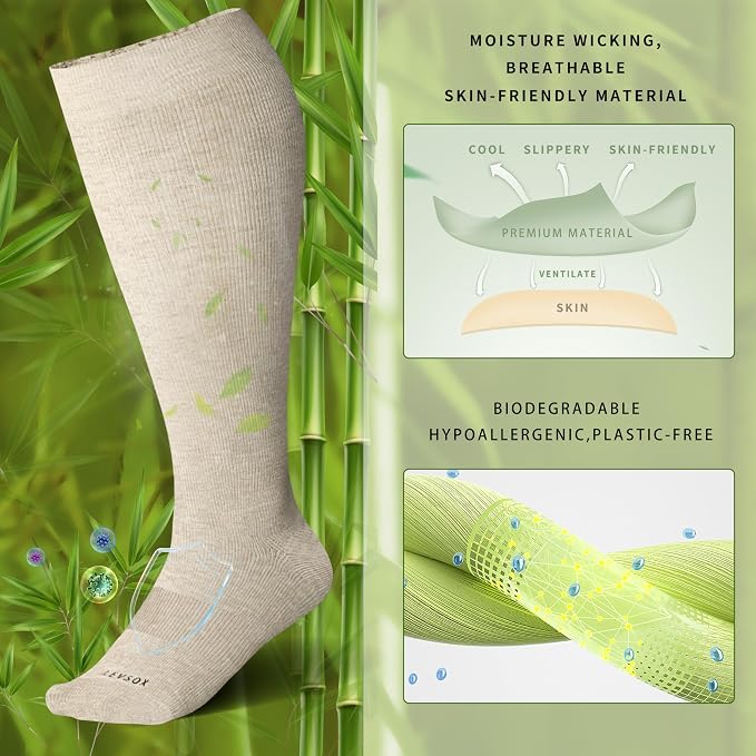 LEVSOX Wide Calf Compression Socks for Women&Men Plus Size 15-20mmHg Knee High Large Support Stockings for Circulation - Image 3