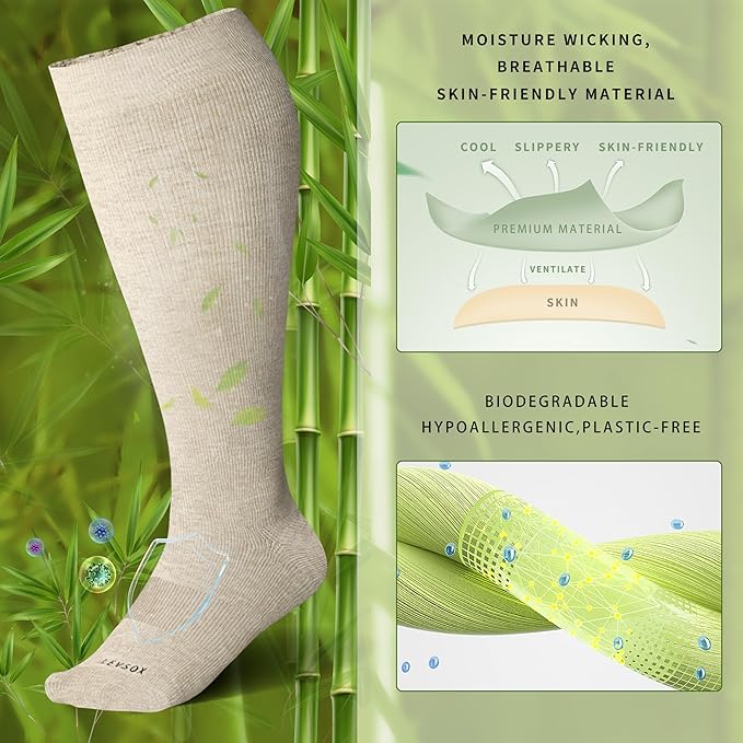 LEVSOX Wide Calf Compression Socks for Women&Men Plus Size 15-20mmHg Knee High Large Support Stockings for Circulation - Image 3