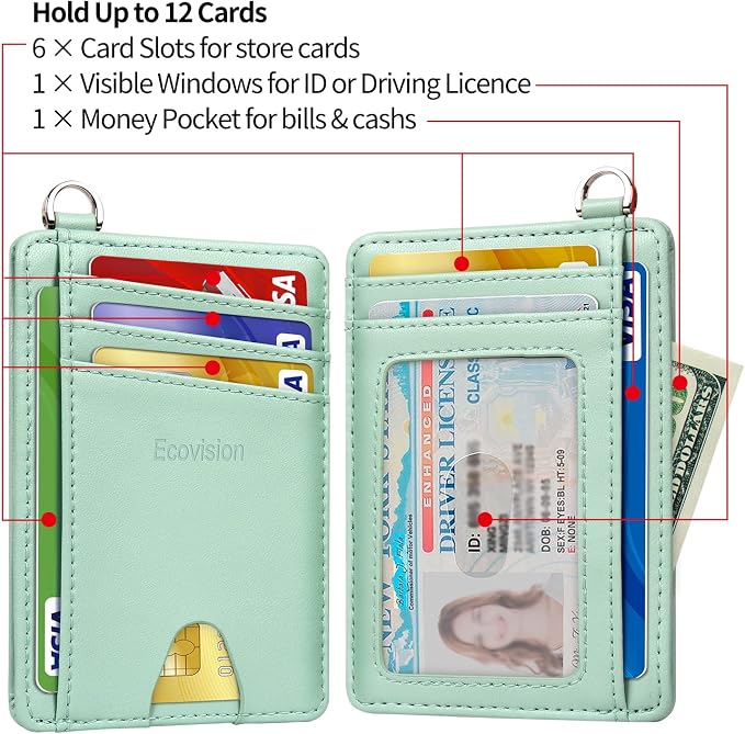Slim Minimalist Front Pocket Wallet, RFID Blocking Credit Card Holder Wallet with Detachable D-Shackle for Men Women - Image 5