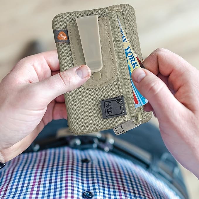 Lewis N. Clark RFID Shield Hidden Clip Stash Money Belt Travel Pouch + Credit Card/Id Holder for Women & Men, Clay - Image 2