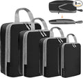 LANSKLBD 4/6/8 Set Packing Cubes for Suitcases Travel Luggage Packing Organizers,Travel Accessories Essentials Luggage Organizer with Shoe/Tioletry/Laundry Bag (Black, 4 set) by LANSKLBD
