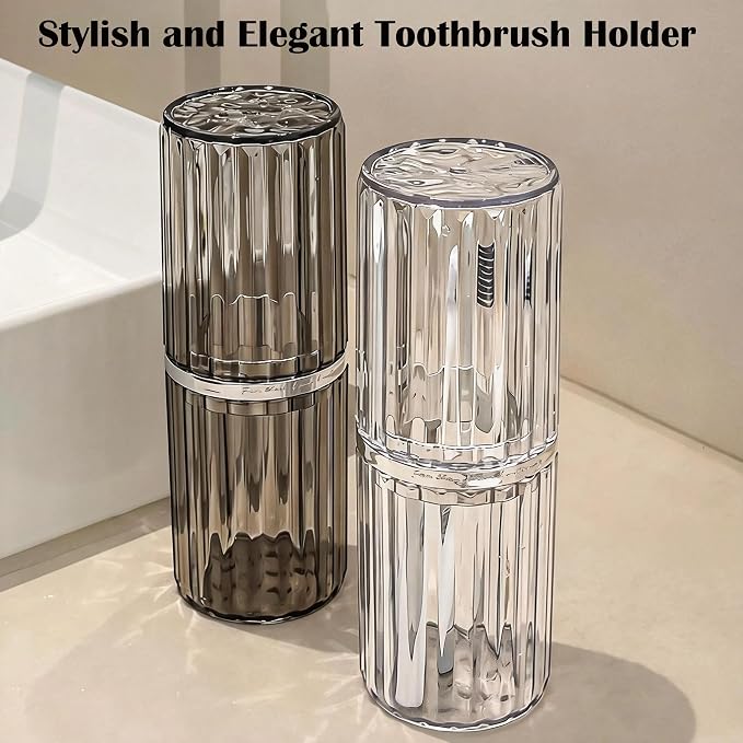 Toothbrush Travel Case, 2-in-1 Dustproof Travel Toothbrush Holder | Built-in 2 Mouthwash Cups, Portable & Compact, Toothpaste &Toothbrush Case For Traveling Camping Business Trip Bathroom - Image 5