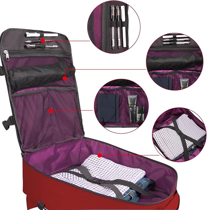 Lightweight Under-seat Backpack for Clothes Travel Overnight Women Men, 15.6 Laptop Minimalist Backpack, Stylish and Casual, Red - Image 3
