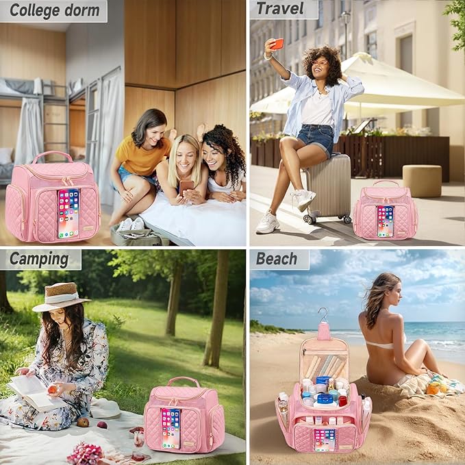 Tealari Large Toiletry Bag for Women Men,Bathroom Bag,Water Resistant Shower Bag,Makeup Bag,Portable Shower Caddy for College Dorm,Hanging Travel Toiletry Bag with Transparent Waterproof Phone Pocket - Image 7