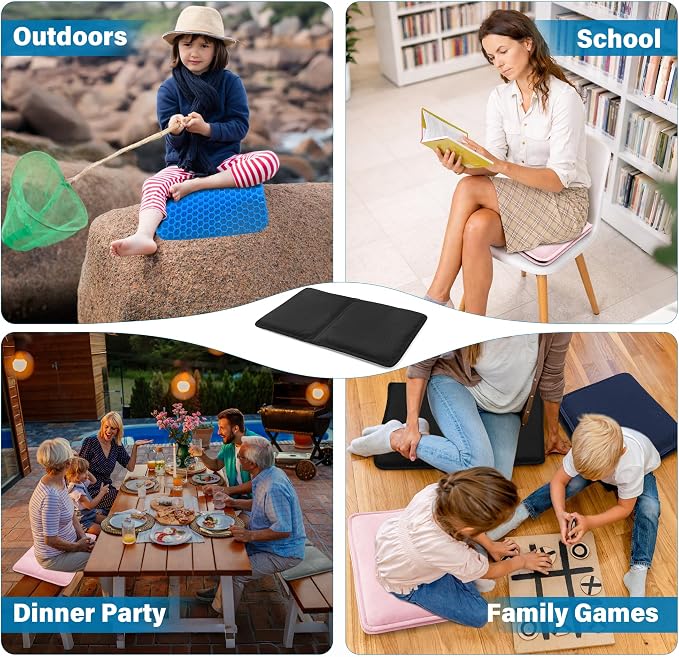 SPRING SEAON Large Gel Seat Cushion for Pressure Relief – Honeycomb Buffer Design with Extra Thick Filling, Anti-Slip Bottom, Perfect for Long Sitting, Travel, Airplane and Daily Comfort (Black) - Image 9