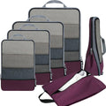 BAGAIL 4 Set/6 Set/8 Set Compression Packing Cubes Travel Accessories Expandable Packing Organizers (Half Mesh, 6-Burgundy) by BAGAIL
