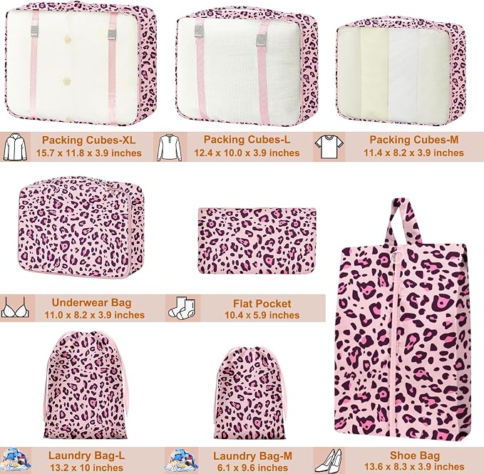 Packing Cubes for Travel - 8 Set Luggage Organizer Bags for Family, Mesh Breathable Packing Cubes for Suitcases Durable Travel Essentials Bags Set - Image 2