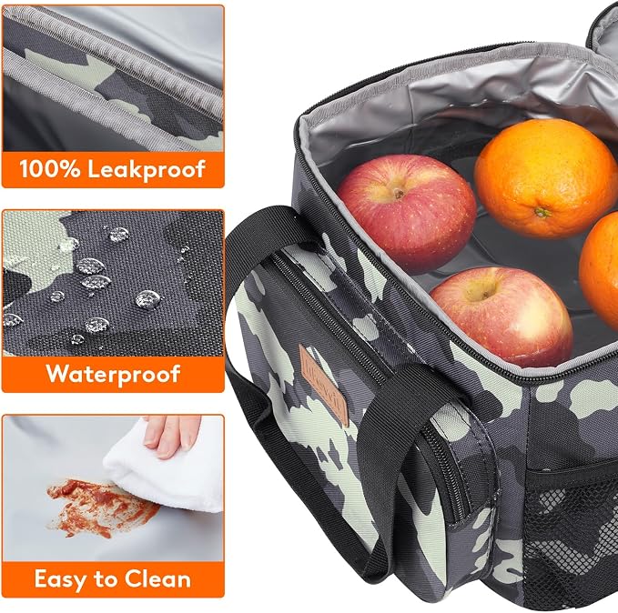 Lifewit Medium Lunch Bag, Insulated Lunch Box, Soft Cooler Cooling Tote for Adult Men Women, Camouflage 12-Can (9L) - Image 5
