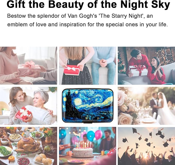 Credit Card Holder for Women Men RFID Blocking Metal Wallet Slim Business Aluminum ID Hard Case (van Gogh The Starry Night) - Image 8