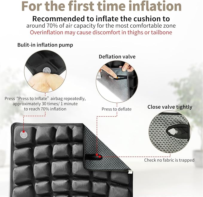 Everywhere Comfort Seat Cushion with Built-in Pump - Lightweight Foldable Air Cushion for Stadium, Travel, Office & Outdoor Seating - Ergonomic Pressure Relief Pad, 0.8 lb - Image 4