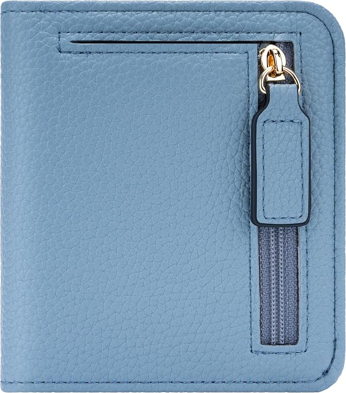 Gostwo Small Wallet for Women, Slim Bifold Credit Card Holder, Compact RFID Blocking Cash Wallet, Billfolds Thin Leather Zipper Pocket, Mini Wallet Gift for Ladies Teen Girls Travel with ID Window by Gostwo