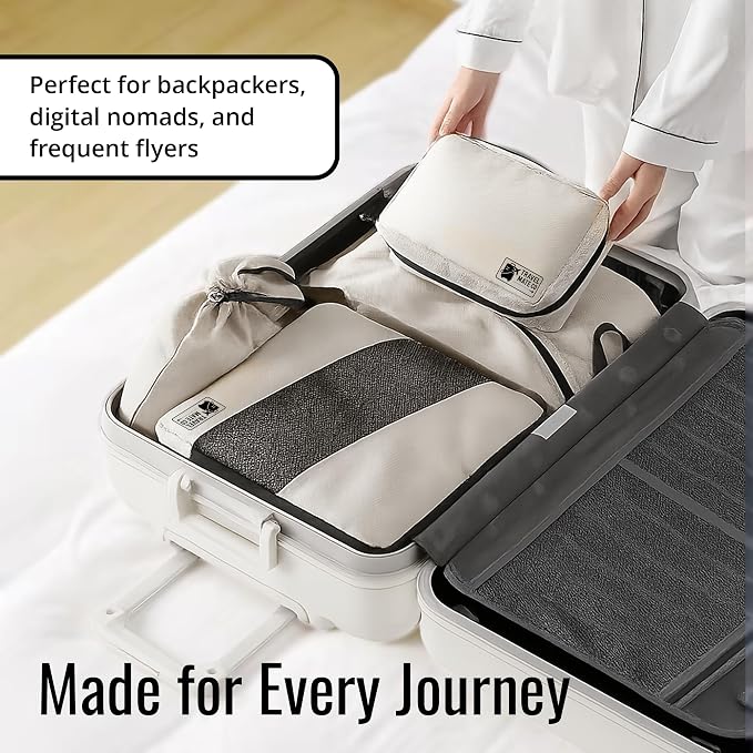 Packing Cubes for Suitcases 6 Set - Expandable Travel Packing Cubes for Luggage with Shoe Bag, Laundry Bag & Toiletry Bag - Lightweight Compression Luggage Organizer Bags for Travel (3 Sizes S/M/L) - Image 5