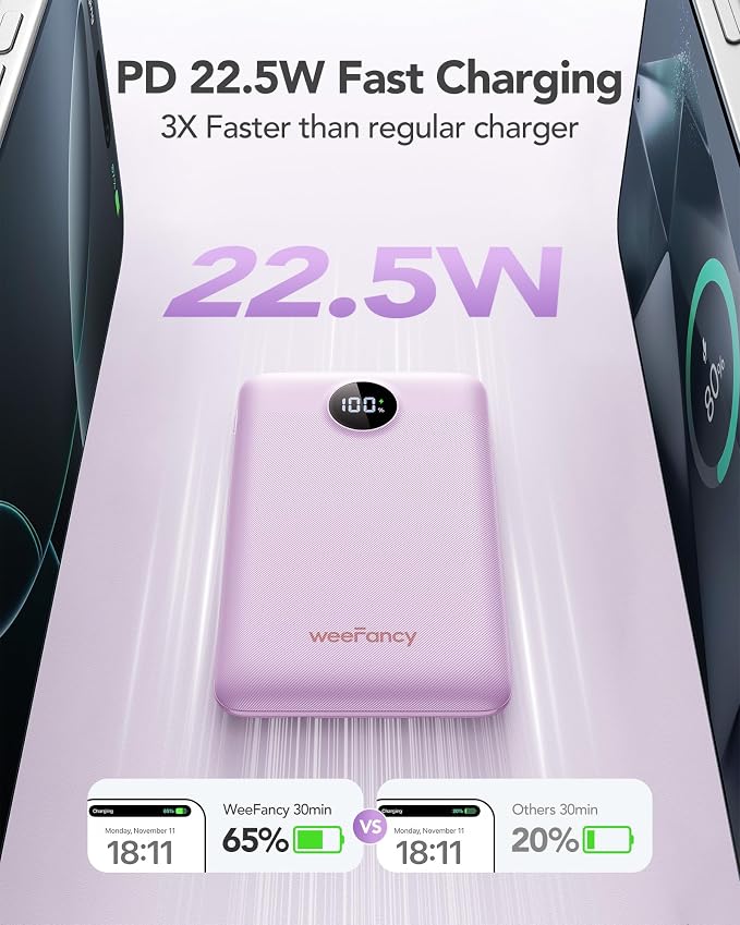 Mini Portable Charger with Built-in Cables 22.5W Fast Charging Power Bank USB-C Small Battery Pack 10000mAh Travel Essential Slim Battery for iPhone 17/16/15/14, Samsung 25/24, and More | with Built-in Cables Power Bank,USB-C Small Battery Pack Travel ... - Image 8