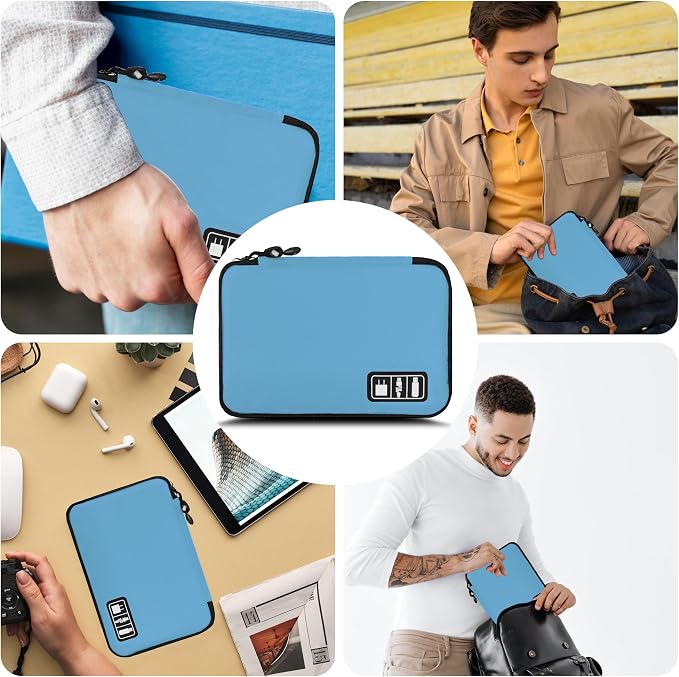 Electronics Organizer,Travel Cord Organizer Pouch,Cable Organizer Bags | Travel Electronic Accessories Storage Case for Cables, Cords, Charger, Phone (Blue) - Image 6