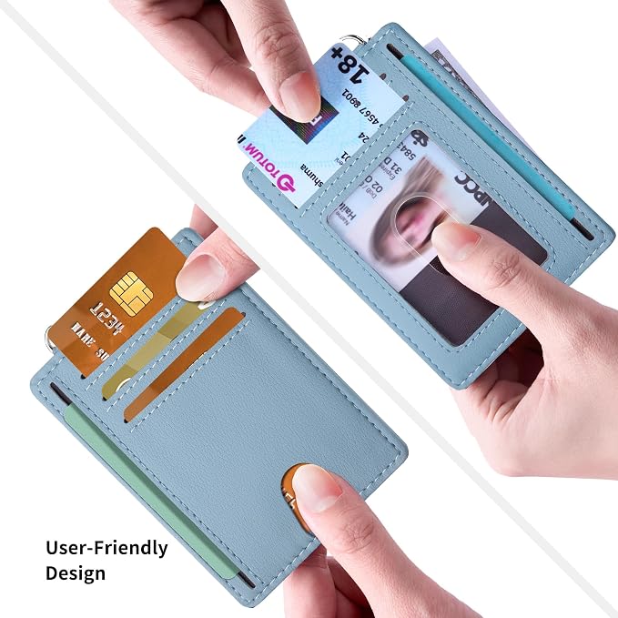 Mayski Slim Wallet, Credit Card Holder for Women, Minimalist Front Pocket RFID Blocking Card Cases, Small Wallet Women Men(MF Blue) - Image 3