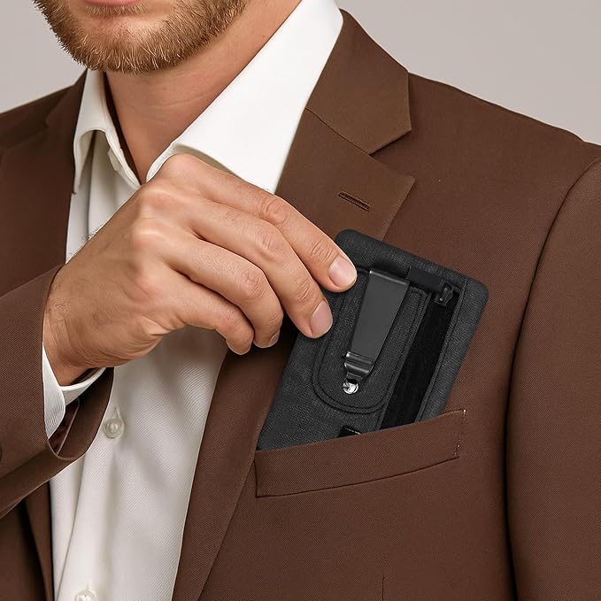 Money Clip, RFID Belt Wallet Travel Wallet Blocking Clip Pocket for Cards Pickpocket Hidden Clips Stash Credit Card Holder Compact Thin Anti-Theft for Traveling(Black) - Image 3