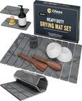 Oleex 3-Pack Stone Dish Drying Mat Set Includes 1 Large 24”x16” & 2 Small 4”x9” for Kitchen Counter-Collapsible Diatomaceous Earth Pad Absorbs Water & Dries Dishes Fast, Non-slip, Odor-Resistant Mats by OLEEXYOURKITCHENHELPER