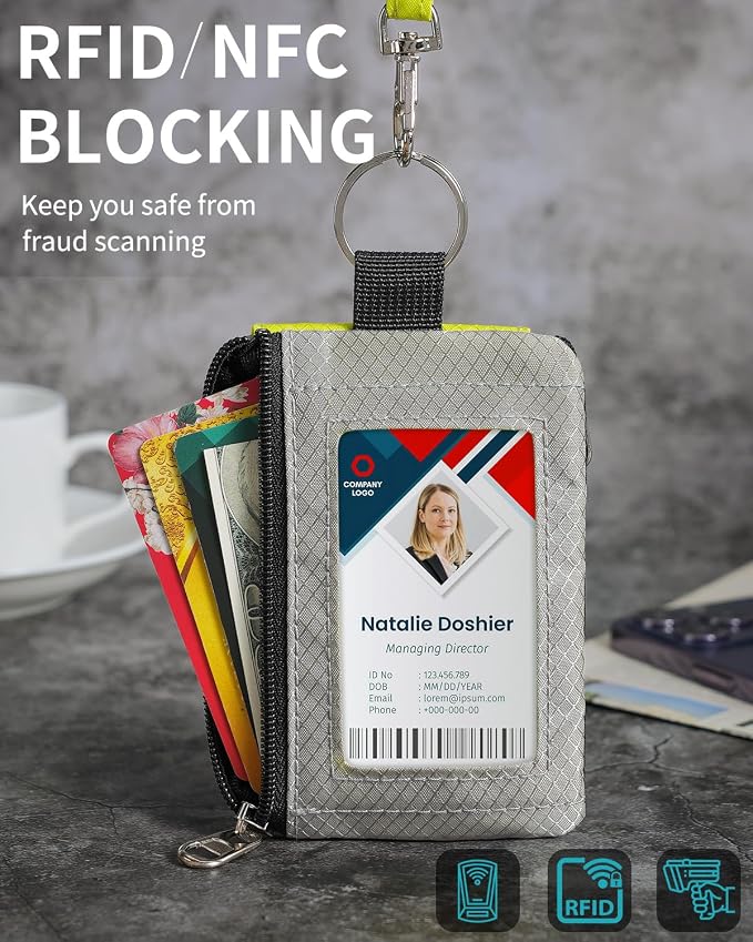 Artpaxy Minimalist Wallet For Mens Womens, Keychain RFID Blocking Zipper Small Wallet with ID Window 2 Lanyards,Water Resistant Travel Cash Card Coin Case Boys Girls - Image 6