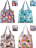 4 Pcs Reusable Grocery Bags, Foldable Shopping Bags Heavy Duty, Large Nano Bag Cute Tote Bag for Daily Shopping, Waterproof and Machine Washable (Animals) by Unknown